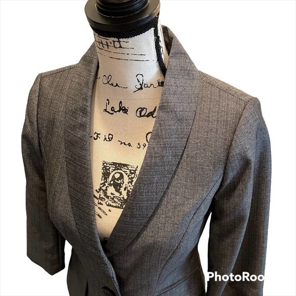 The Limited Suit Jacket Blazer Charcoal Gray size XSmall Chambray Tailored NWT - Picture 2 of 10